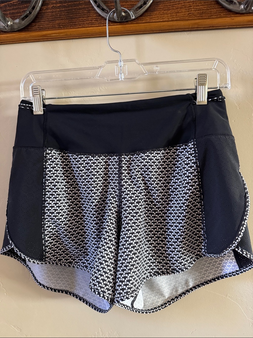 lululemon athletica Black and White Printed Athletic Shorts